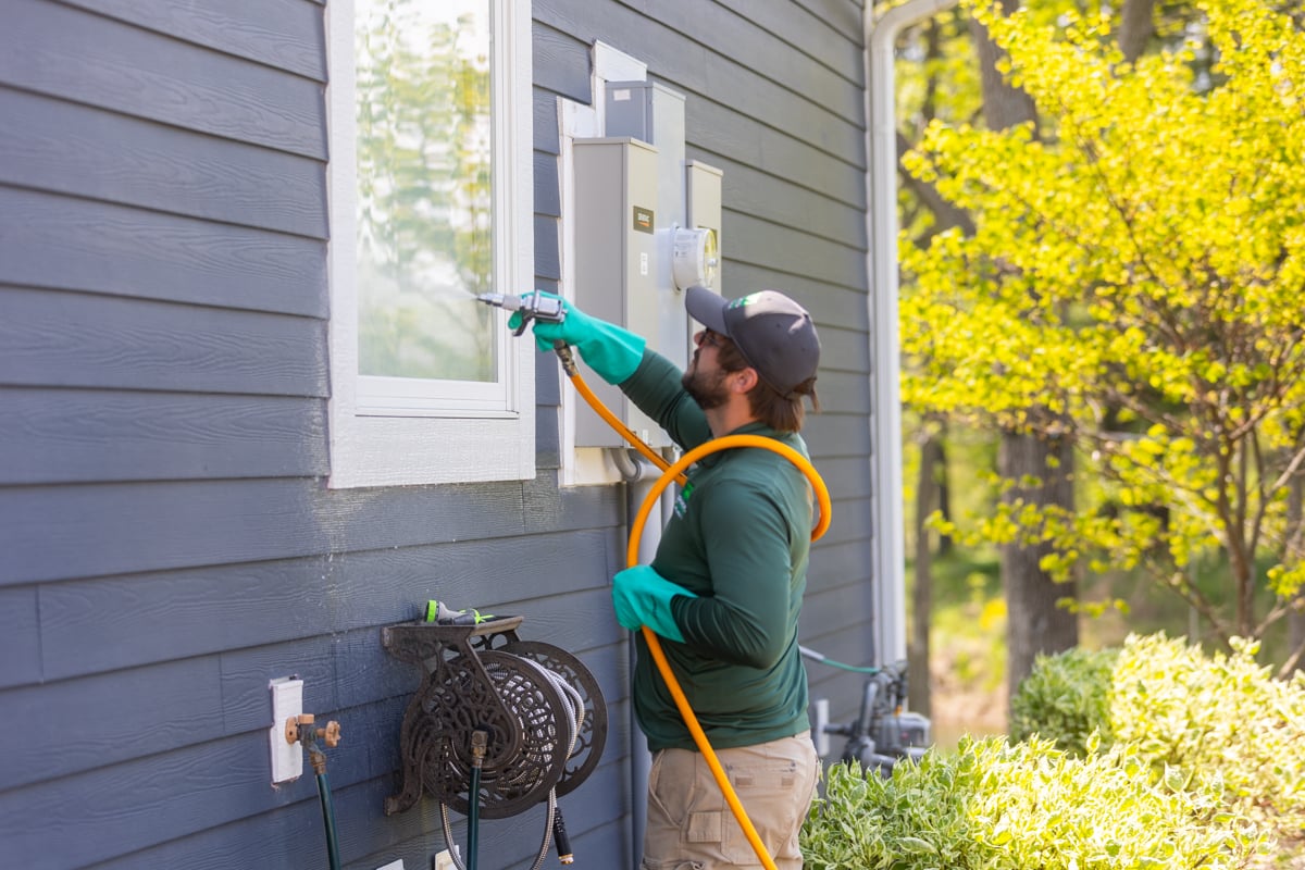 perimeter pest control being applied to a window opening