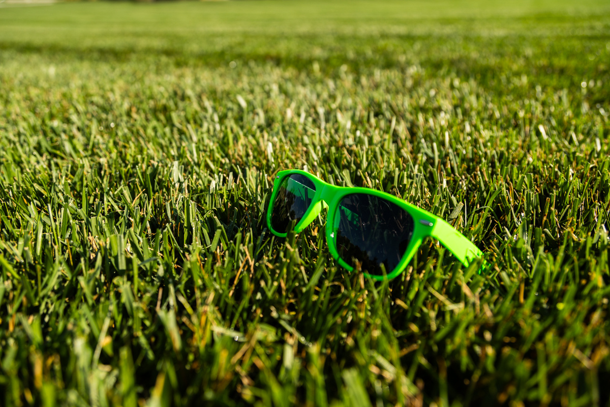 shades glasses in grass detail